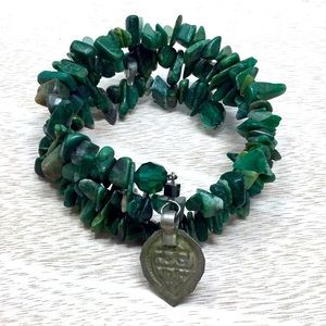 Natural Green Aventurine chip Infinity wire bracelet